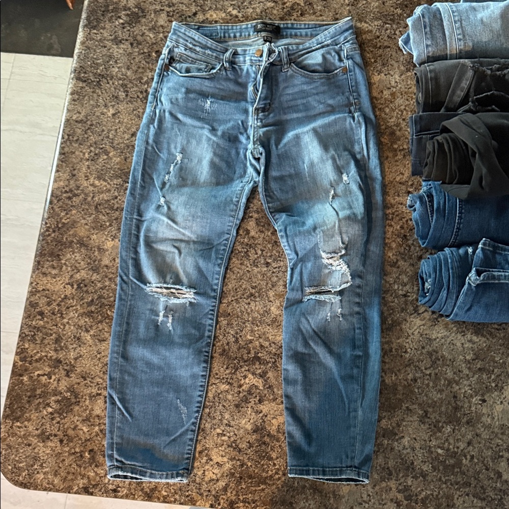 Judy Blue Men's Ripped Skinny Jeans - Light Blue